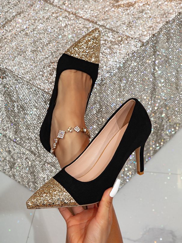 Schwarze Damen-Heels mit doppelter Farbabstimmung und High Heels_voghion.com