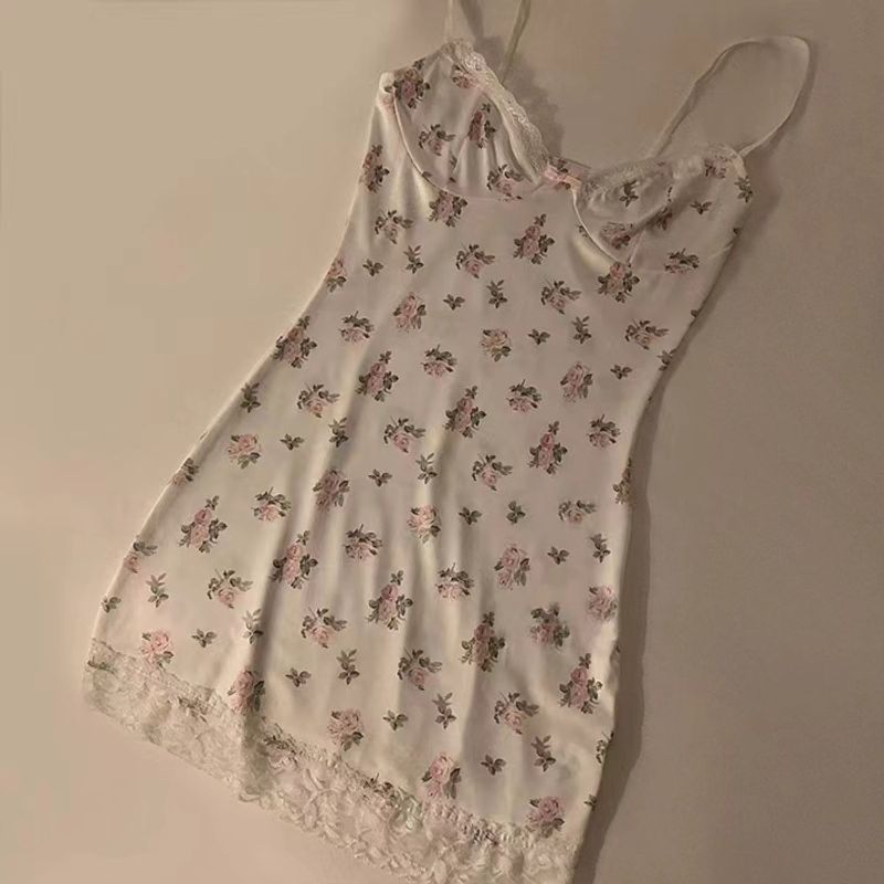 New2024 pijama sexy de luxo de alta qualidade para mulheres, camisola de verão, renda estampada de algodão falso, estilo puro desejo para casa _voghion.com
