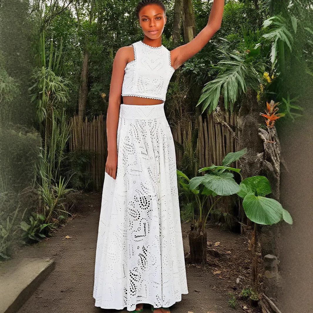 Women's Clothing Casual Fashion Sleeveless Pocket Long Skirt Dress Two Piece Suit_voghion.com