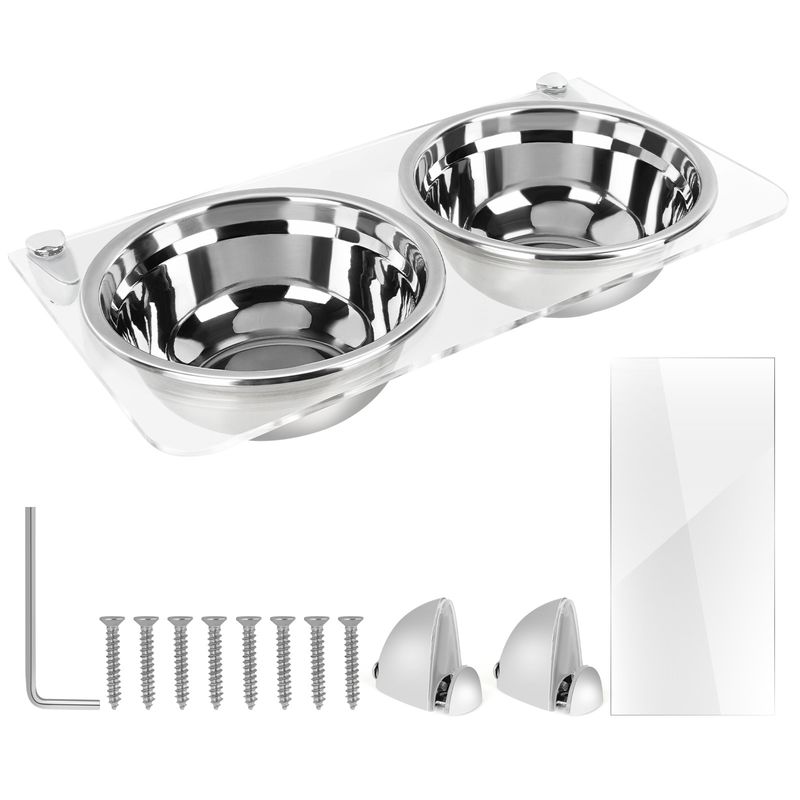 Cat feeder Transparent hanging pet drinking water holder anti-upset pet dog bowl holder_voghion.com