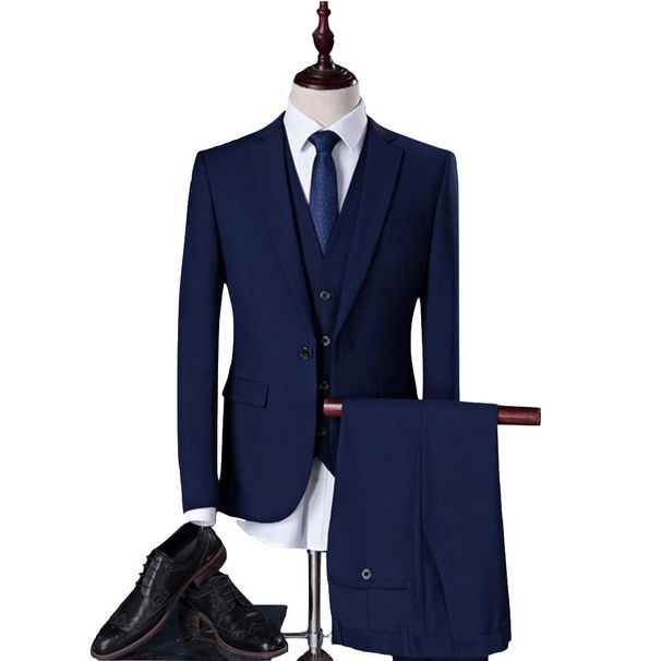 CT Men's Korean Style Slim Fit Suit Set Large Size Business Casual Groom Tuxedo Blazer_voghion.com