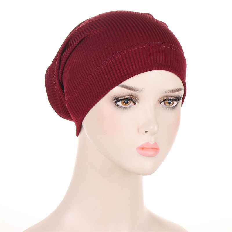 Cappelli da donna cappello con fondo filettato, versatile cappello a secchiello con fondo a strisce in tinta unita malese_voghion.com