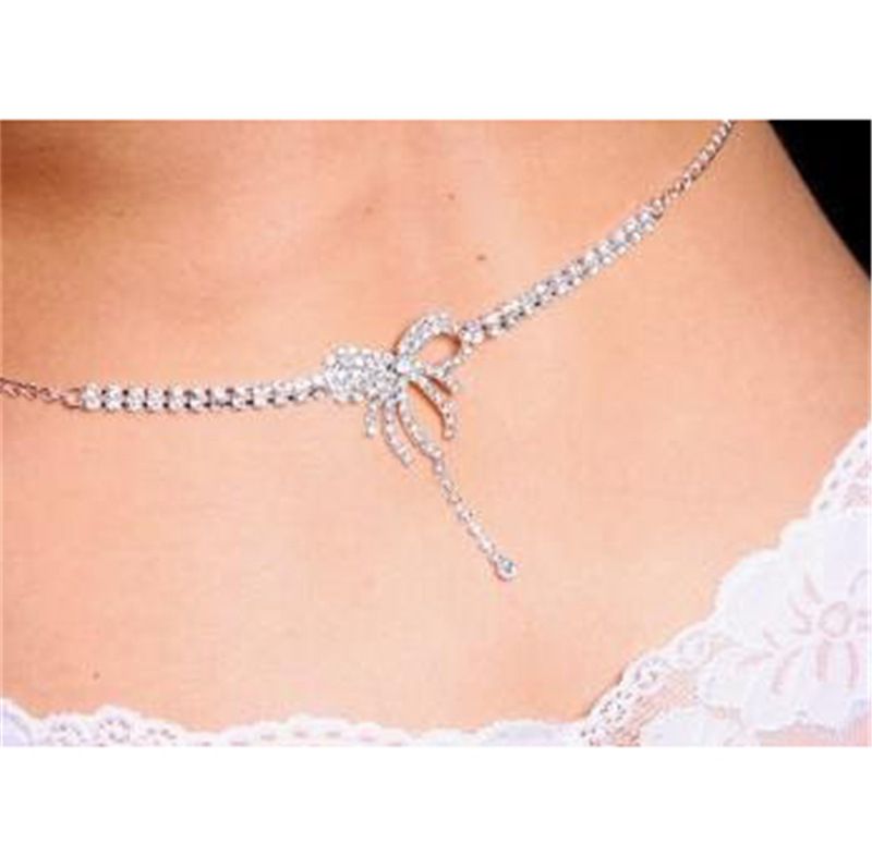 New all rhinestone bow tassel waist for women, fashionable and super sparkling crystal body chain_voghion.com