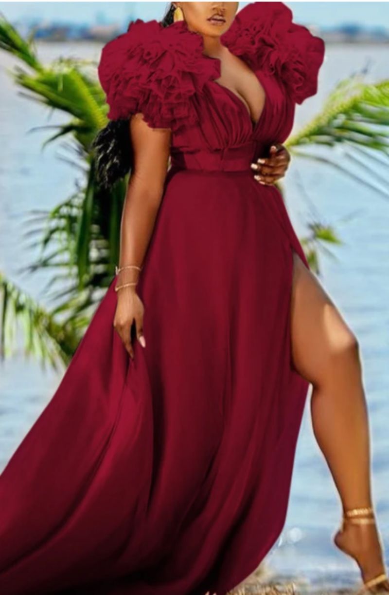 Women's Clothing Loose Large Swing Mesh Dress Commuting European and American Large Size Women's Dress_voghion.com