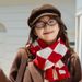 2025 New Korean Style Winter Fashion Versatile High-End Knitted Large Checkerboard Scarf For Women Warm Neck Warmer_voghion.com