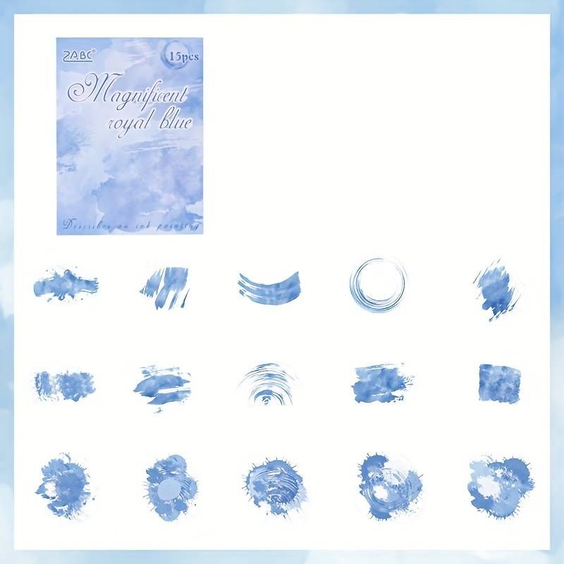 15 Sheets/pack Of Dream Color Series PET Stickers, Watercolor Theme, Cloud Pattern, Self-adhesive, Shiny Finish_voghion.com