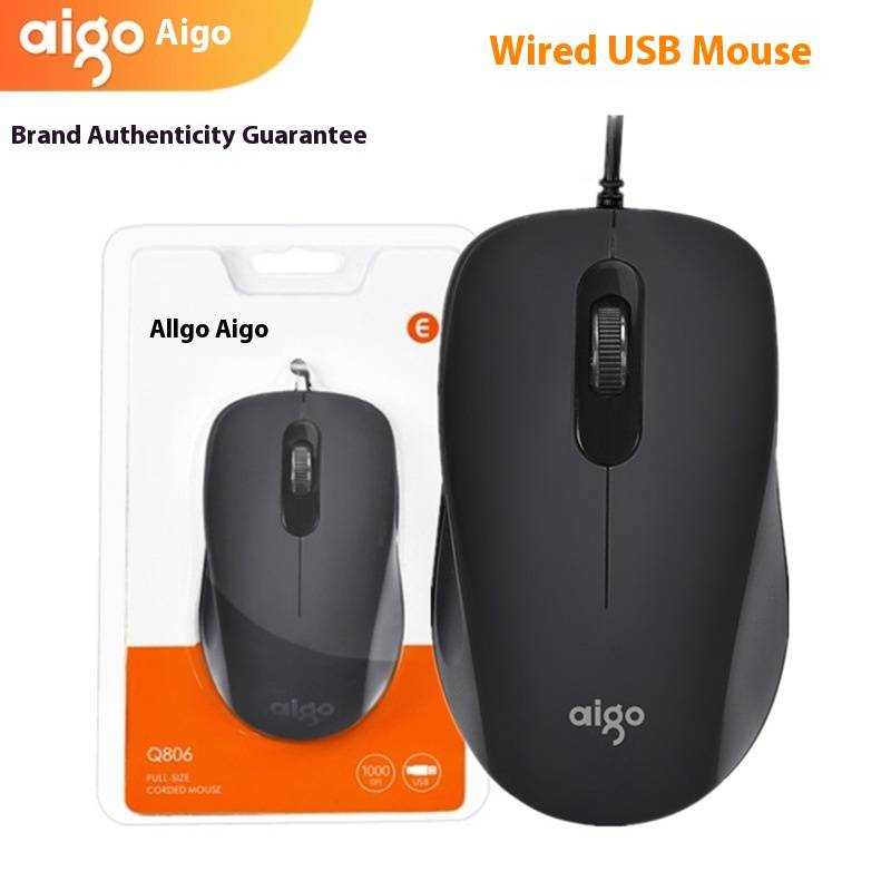 Przewodowa mysz optyczna USB, 1000 DPI, 3-przyciskowa, ergonomiczna konstrukcja do laptopa/komputera stacjonarnego (czarno-biało-szara)​_voghion.com