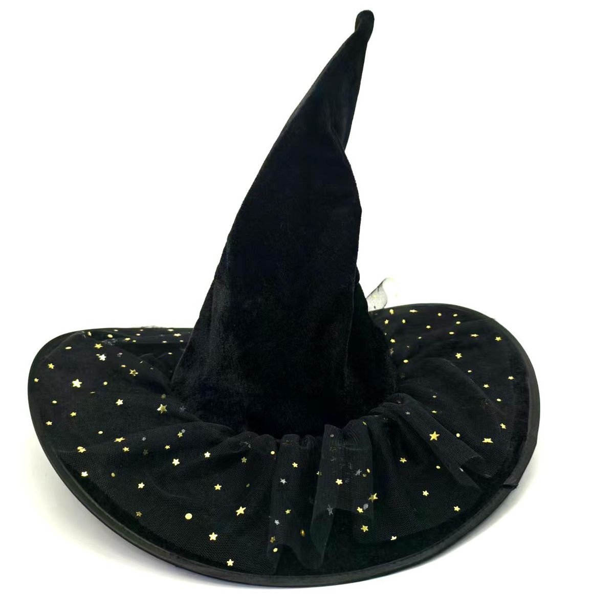 Nuovo cappello da strega in velluto con stella e luna arricciate per Halloween, ragno, pipistrello_voghion.com