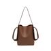 Lemon Koko Women's Bucket Bag – Large Capacity Stylish Shoulder Tote For Work & Travel, Vintage PU Handbag With Zipper Closure (Black/Taupe)_voghion.com
