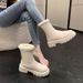 Thickened Long 2023 Autumn Winter New Fashion Style Fleece Lined Back Zipper Frayed Edge Riding Boots For Women_voghion.com