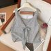 Globelle Globelle Gray Reversible Knitted For Women 2025 New Spring And Autumn Camisole Outerwear Layered Vest Sweater_voghion.com