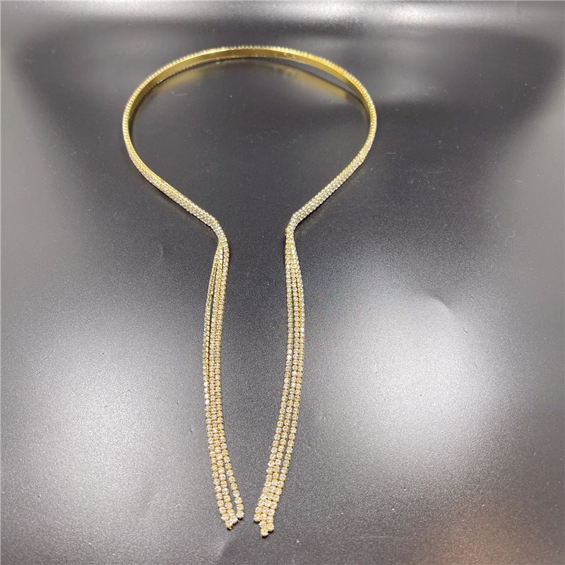 Fashionable crystal tassel headband, simple Baroque rhinestone headpiece accessory, Hair band_voghion.com