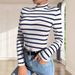 Maglietta a maniche corte in cotone a righe estive 2025 con collo alto, temperamento da pendolare, con cappuccio, da donna, lavorata a maglia_voghion.com