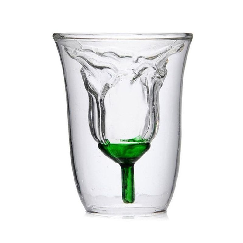 Copa de vino tinto de cristal de doble capa rosa_voghion.com