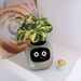 Robot de jardinière intelligent pour animaux de compagnie, guidage sur l'entretien des plantes avec des émojis, adorable compagnon de plantes avec une interaction gestuelle riche, cadeau de configuration de bureau soigné (vert)_voghion.com