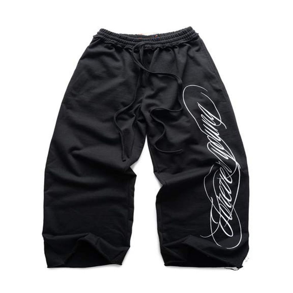 Pantaloni della tuta alla moda da donna/uomo 2026, con elastico in vita, stampa con lacci, larghi e gamba larga_voghion.com