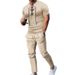 2024 Cross-border New Men's Suit Summer Two-piece Set High-end Trend Stand-up Collar Solid Color Short-sleeved Suit_voghion.com