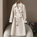 Women's Slim Fit Long Trench Coat With Double Breasted Buttons, British-Inspired Design, Mid-Weight Cotton Blend, Elegant & Versatile For Work_voghion.com