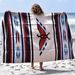 Manta de playa tejida en jacquard con águila, manta mexicana, manta mexicana Thunderbird, manta azteca Navajo_voghion.com