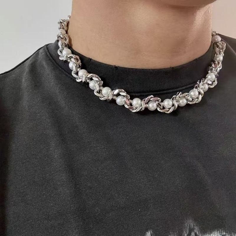 Collana di nicchia di alta qualità, leggera e di lusso, con perle avvolte, da uomo, versatile, da donna, con clavicola, collana di gioielli_voghion.com