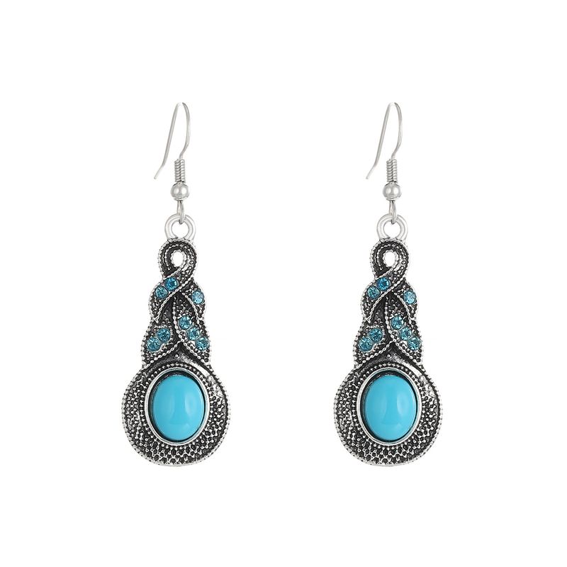 Neue Mode Set Blau Kristall Intarsien Türkis Böhmische Persönlichkeit Ohrringe_voghion.com