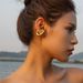 Fashionable gold stainless steel circular hollow C-shaped ear clip combination, earrings, and studs_voghion.com
