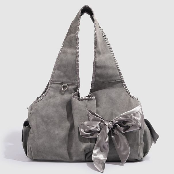 Borsa a tracolla grande e capiente con decorazione a fiocco da strada, design coreano, 2025, autunno/inverno._voghion.com