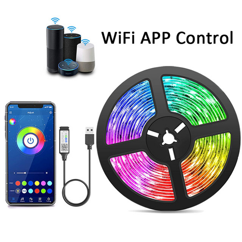 5v zemsprieguma gaismas sloksne 5050wifi viedais LED gaismas sloksnes komplekts Rgb mūzikas gaismas sloksne USB balss Bluetooth vadība_voghion.com