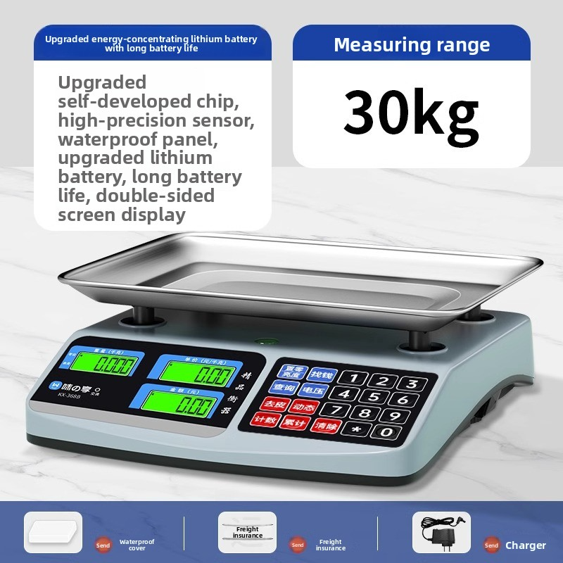 Premium Digital Kitchen & Commercial Scale (30kg Capacity) – High-Precision Food Scale With LCD Display, Lithium Battery & Waterproof Design_voghion.com