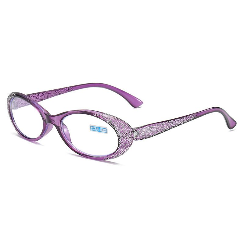 Retro Artistieke Diamant Anti-blauw Leesbril Ovaal Klein Montuur Middelbare Leeftijd HD Leesbril Groothandel_voghion.com