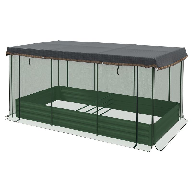 Outsunny Plant Protection Shade &amp; Cage Raised Bed For Flowers &amp; Vegetables, Green_voghion.com