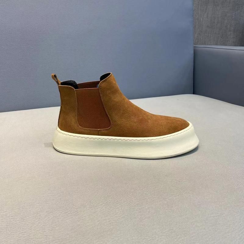 Slip-On Çok Yönlü Yumuşak Tabanlı Martin Botlar Yüksek Topuklu Süet Moda Günlük Erkek Trend Ayakkabılar_voghion.com