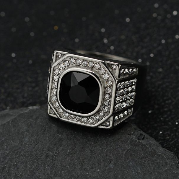 Nový personalizovaný pánský prsten z nerezové oceli 316 s trojrozměrným barevným diamantem_voghion.com