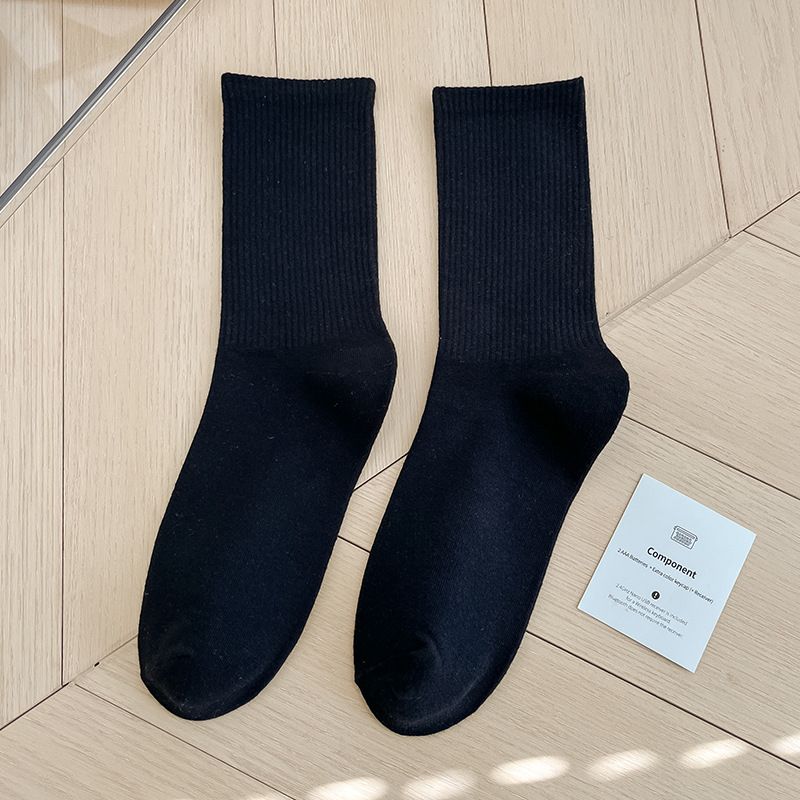 50 Farbsocken für Damen, Frühling und Sommer, hochelastische lange Socken, japanische Studentenfarbe, lange Damen, einfarbige Baumwollsocken_voghion.com