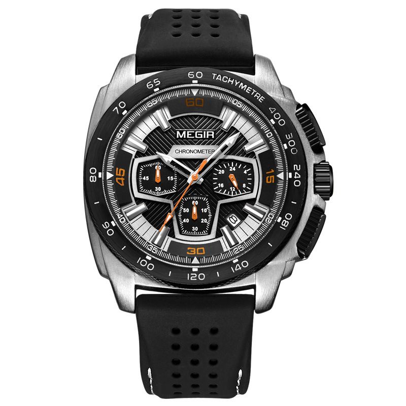 Reloj deportivo militar para hombre con cronógrafo, indicador de fecha, manecillas luminosas, resistente al agua hasta 30 m y correa de silicona._voghion.com
