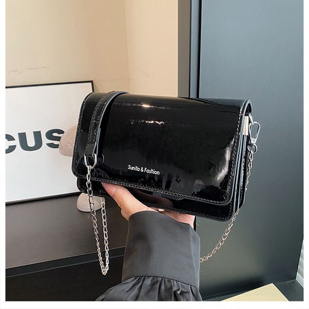 Vinterfärgad populär personlighetstrend färsk laser ljus yta fritidskedja axelväska liten fyrkantig axelväska_voghion.com