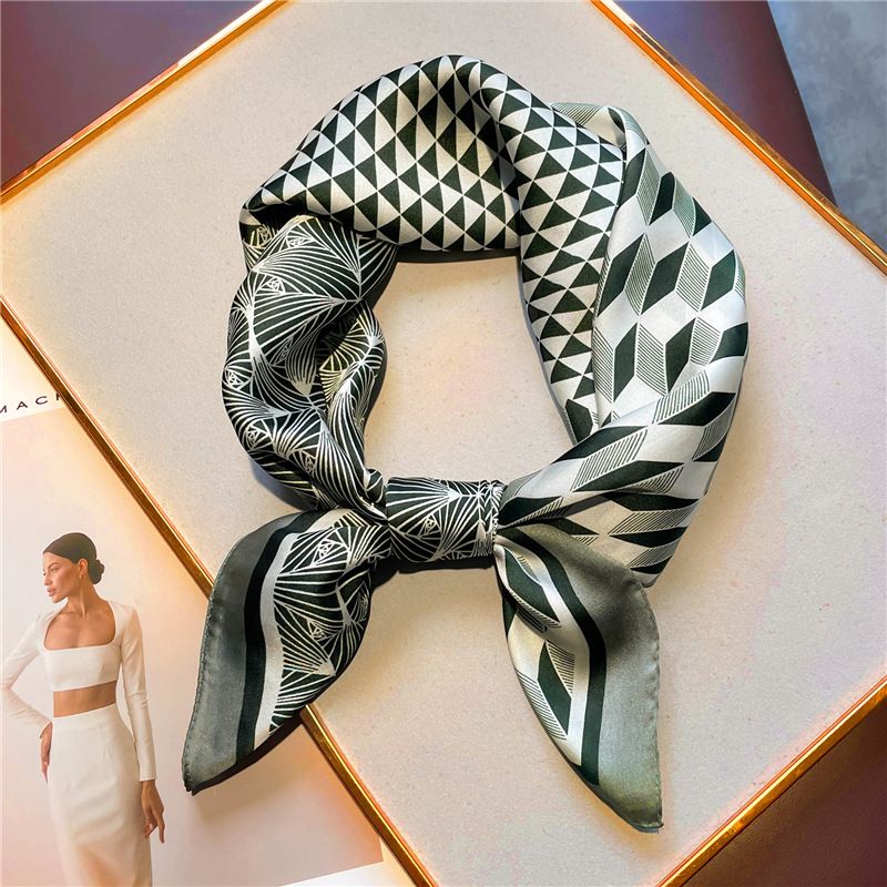 Sciarpa geometrica minimalista Sciarpa per protezione solare primaverile ed estiva da donna Sciarpa quadrata Sciarpa piccola stile stile 70 cm_voghion.com