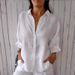 Camicia da donna in cotone e lino con design a cravatta sul retro_voghion.com