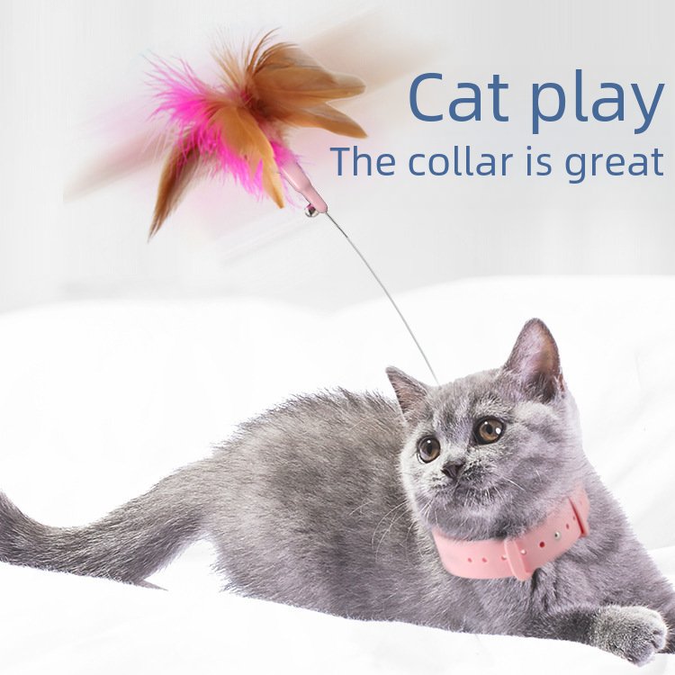 Cat Funny Stick Cat Toy Self-Hi Cat Relieving Enigma Artifact Wearable Scratch-Resistant Bite Bell Feather Collar Cat Funny Toy_voghion.com