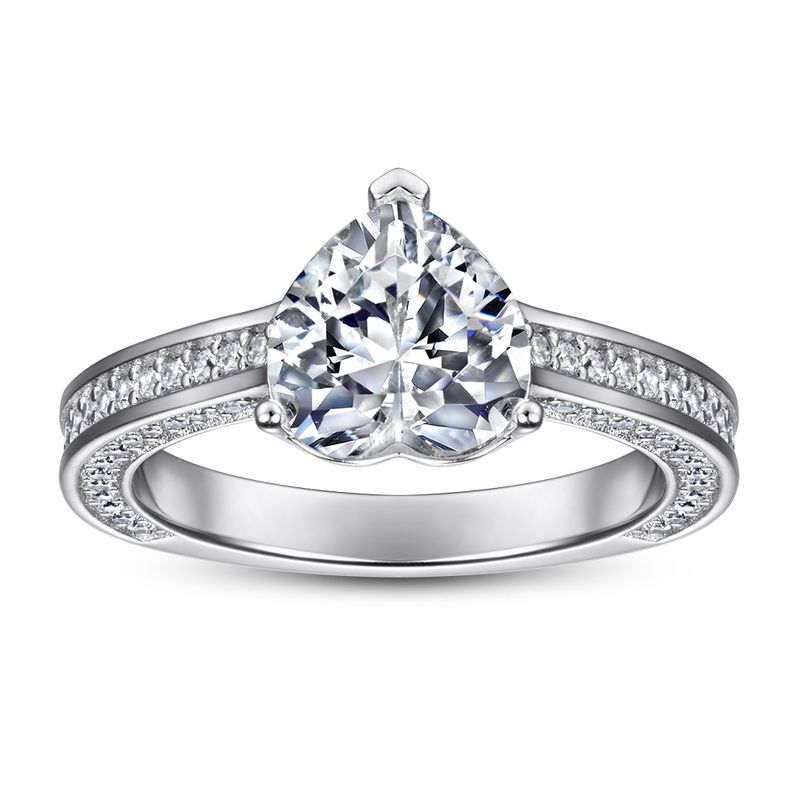 Tonglin Jewelry Dames Niche High-end Zircon Ingelegde Sterling Zilveren Hartvormige Diamanten Ring_voghion.com