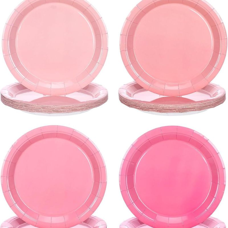 Suministros para fiestas y festividades de Pascua, serie de colores sólidos, plato de papel, plato de pastel de color degradado, plato de postre, vajilla para fiestas de cumpleaños, juego de platos de papel_voghion.com