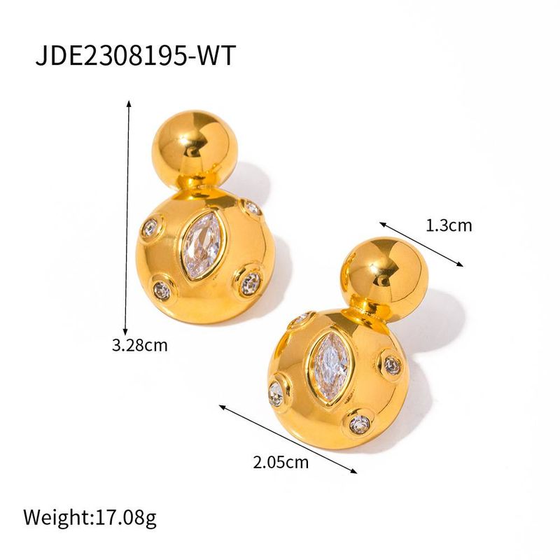 JD designer k gold stainless steel double round ball drop earrings for women accessories_voghion.com