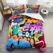 Graffiti Style Bedding Set Kids Hip Hop Theme Comforter Cover For Boys Teens Youth Illustration, Decorative Young Man Duvet Cover Street Culture_voghion.com