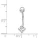 10k White Gold W/5mm Square Cz Belly Dangle_voghion.com