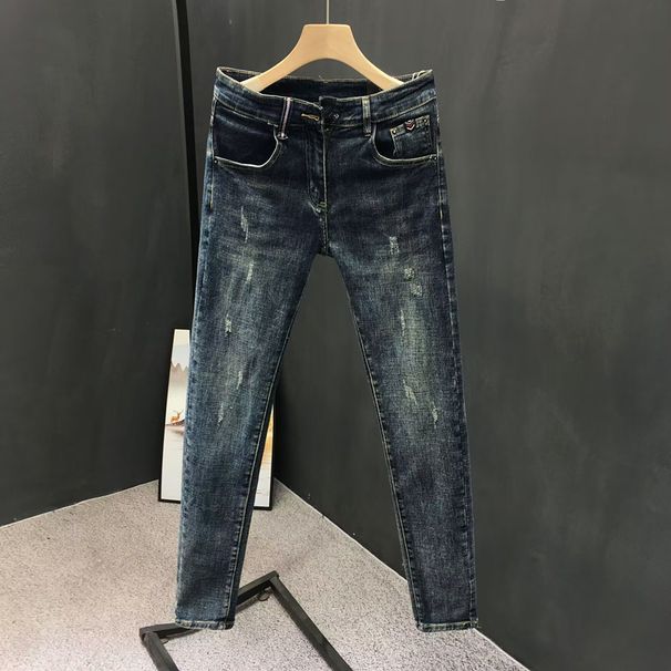 Jeans tendance pour hommes, style printemps-été 2023, coupe slim, jambes courtes, style coréen, tendance, décontracté, extensible, long, pour hommes_voghion.com