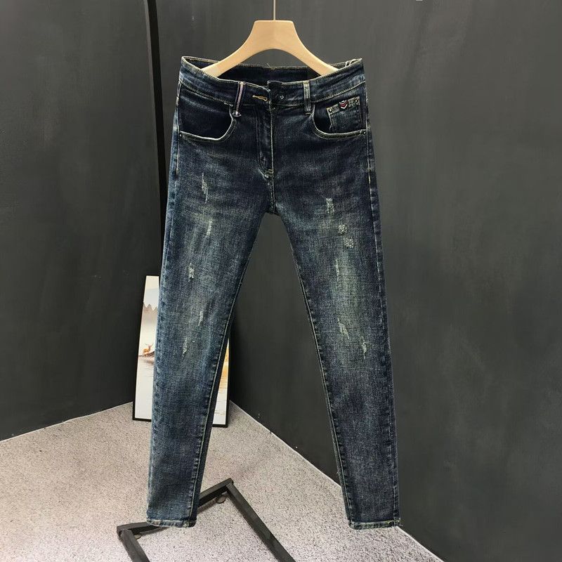 Jeans Herren Trendy Brand 2023 Frühlings- und Sommerstil Slim Fit Hosen mit kleinem Bein Koreanischer Stil Trendy Casual Stretch Lange Hosen für Männer_voghion.com