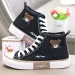 Comemore High-top Canvas Dames Gevulkaniseerde Schoenen Flats Casual Espadrilles Voor Dames Lente Dame Zwart Wit Beer Vetersluiting_voghion.com