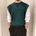 Men's Clothing Autumn And Winter New Fake Two Piece Black Sweater Men's College Style Knitted Sweater Boys Lazy Style Men's Clothing Trend_voghion.com