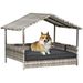 Wicker Dog House Outdoor With Canopy, Rattan Dog Bed With Water-resistant Cushion, For Small And Medium Dogs, Cream_voghion.com