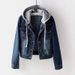 Women's Denim Jacket With Hood Oversized Casual Coat Long Sleeve Spring/Fall Outerwear Comfortable Stretch Fit For Students Work ( Light/Deep Blue)_voghion.com